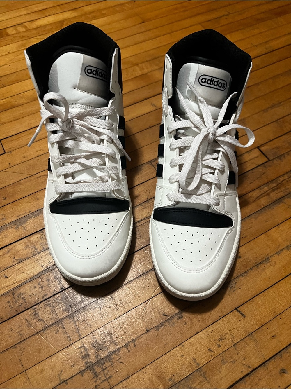 adidas White and Black High-Top Sneakers for Men